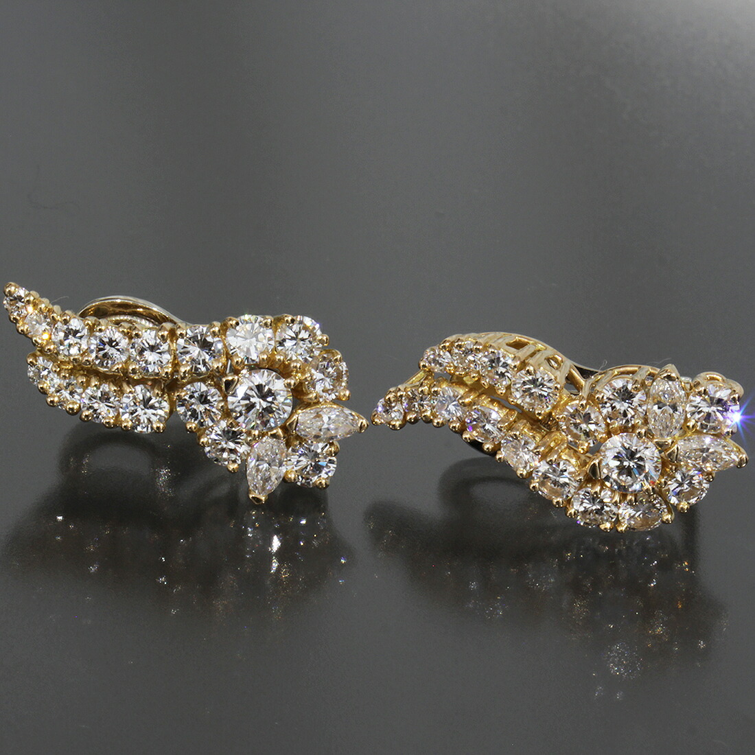 モラビト MORABITO ダイヤ イヤリング K18YG 18KT 10.3g ピアス ヴィンテージ E1477┃ピアス レディースピアス レディース ファッションピアス ダイヤモンド イエローゴールド レディース kt18 ゴールド ブランド 普段使い おしゃれ イヤリング【中古】
