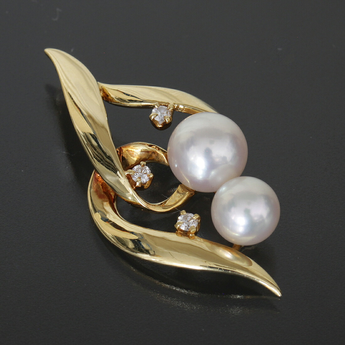 ミキモト MIKIMOTO アコヤパール6.7mm ペンダントトップ ダイヤ K18YG 箱 2.9g E0993┃ レディース ペンダントトップ ファッション ネックレストップ K18 イエローゴールド ブランド アコヤパール おしゃれ【中古】