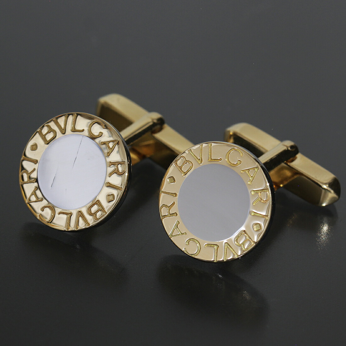 【美品】ブルガリ カフリンクス カフス BVLGARI - ブルガリ カフス ブルガリブルガリ K18 カフリンクス