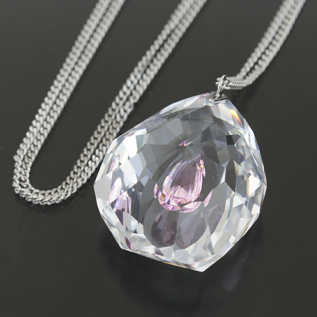 スワロフスキー ラインストーンネックレス ロング 65cm クリスタル E1345┃ネックレス レディースネックレス メンズネックレス ファッションネックレス シルバー SV ブランド 普段使い おしゃれ 【中古】|有限会社ネオネット
