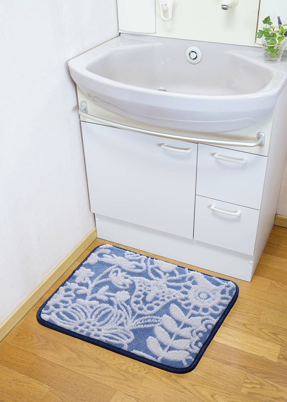 楽天市場】洗面台前マット/モロッコタイル【BL/ブルー】【40X50
