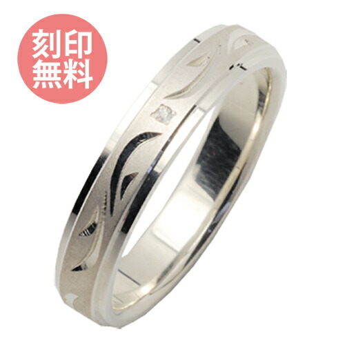 リング 7～35号 シルバー925 ダイヤモンド WSR227SV シルバー 4mm マット 手彫り white clover クリスマス 記念日 誕生日 ホワイトデー プレゼント 刻印無料 指輪｜white clover 公式ショップ
