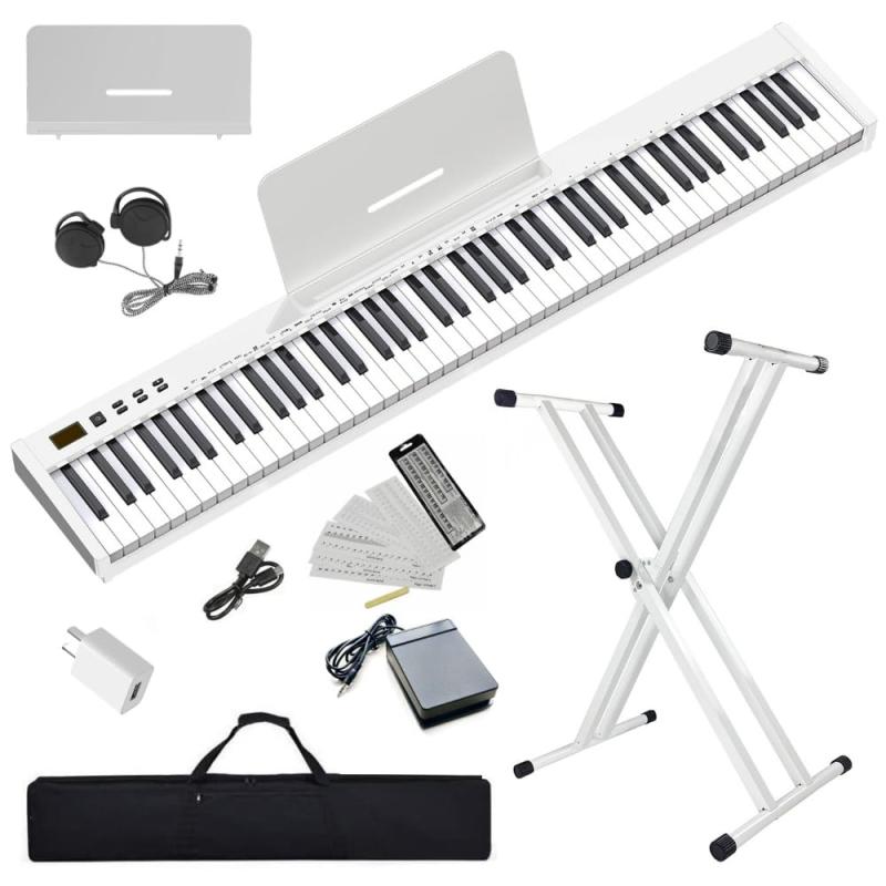【ピアノスタンドセット】ニコマク NikoMaku 電子ピアノ 88鍵盤 SWAN-S 日本語表記 MIDI対応 コンパクト 軽量 スリムデザイン 充電型 初心者 スタンド ソフトケース ペダル 練習用イヤホン 鍵盤シ