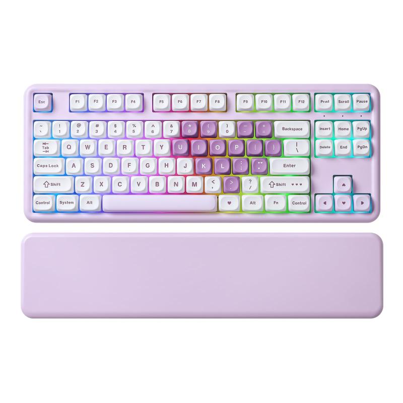 YUNZII B87 ワイヤレスメカニカルキーボード ゲーミングキーボード BT5.0/2.4G/USB-C NKRO QMK/VIAソフトウェアカスタム MOAキーキャップ ガスケット RGB リストレスト Win/Mac用｜White market