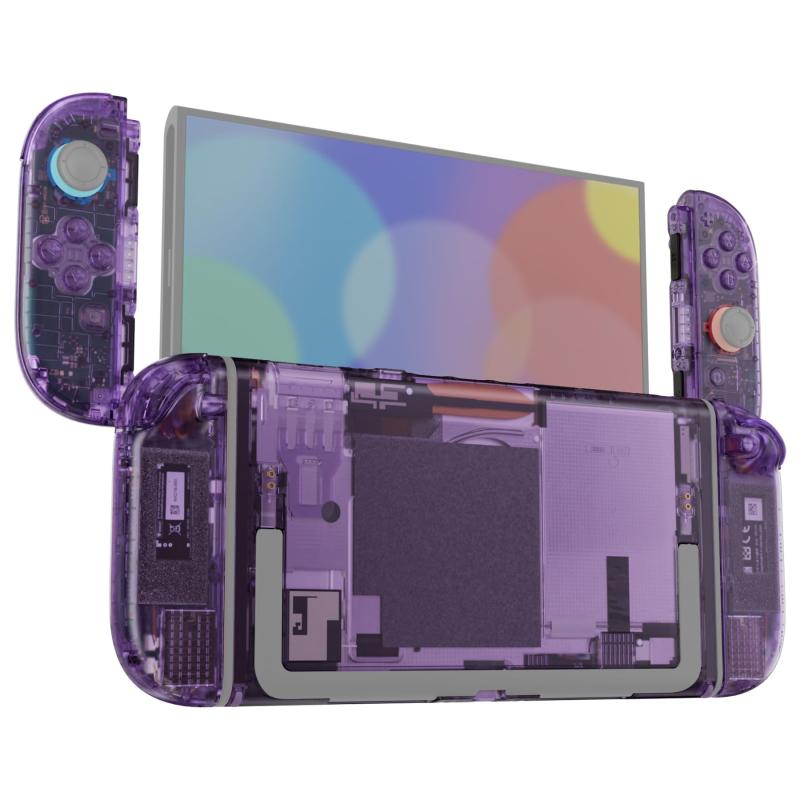 eXtremeRate Nintendo Switch 2対適用業務DIY取り替えっこ甲殻名取り草、Switch 2 \u0026amp; Joycon 2相応うカスタムフルセット うしろ側一皿 コントローラーハウジングボタン付き添い人 晴れ晴れしい版-せつ然たる系【クリアパープル】