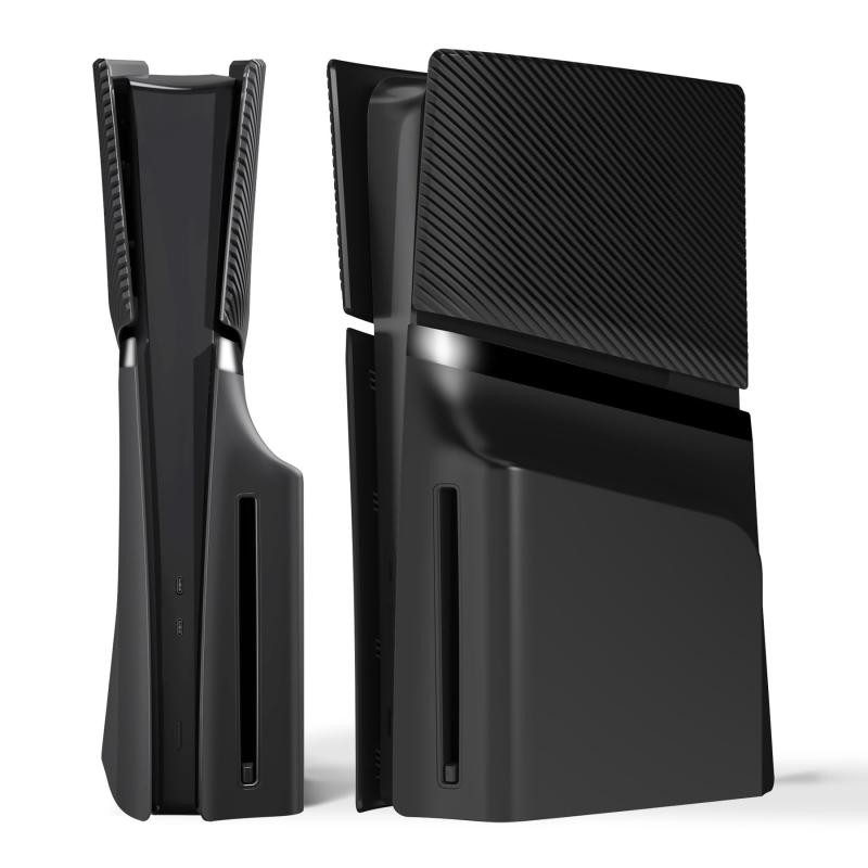 eXtremeRate eXcover ps5 Slim レコード盤版相応う 取り替えっこ用飾りつけ取りまかなう書き割り（上下取りまかなう+通気孔付き添い人側面ダイアログボックス＆うしろ側一皿）【黒いこと】