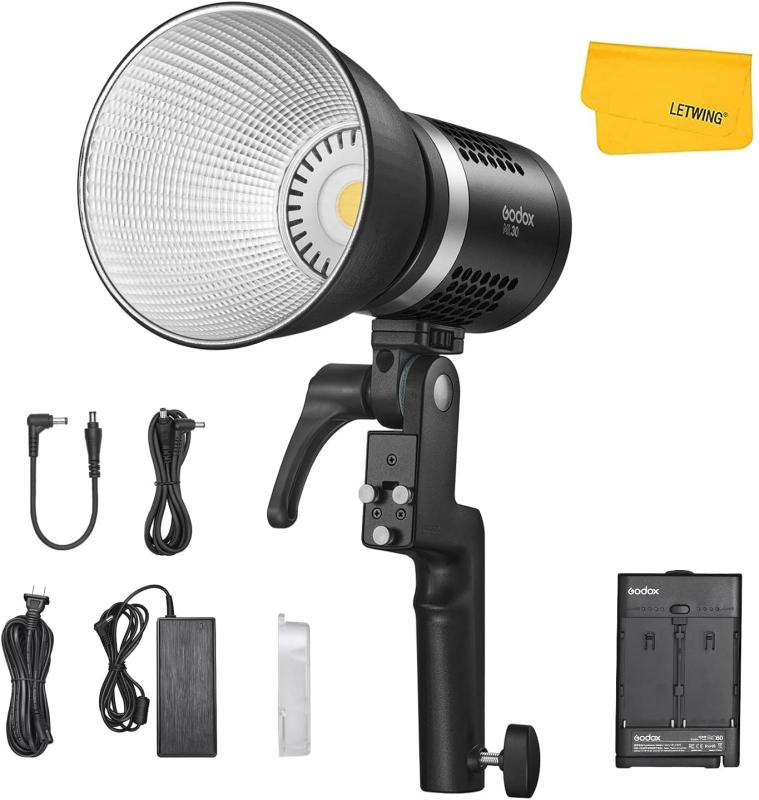 Godox ML30 ポータブル LED ライト、5600K CRI 96 +、TLCI 97 +、7 FX エフェクトス モード LED ビデオ ライト タジオ/ビデオ/ライブ/ポートレートに適したキャリーバッグ付き