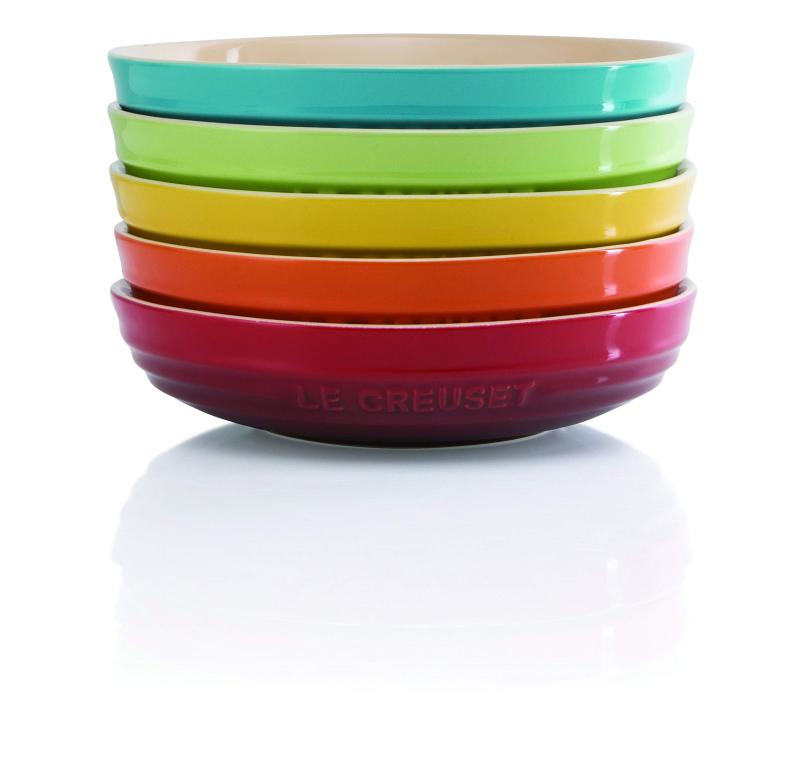 ル・クルーゼ(Le Creuset) 深皿 ラウンド・ディッシュ 20 cm レインボー 耐熱 耐冷 電子レンジ オーブン 対応 5枚 入り オーブン皿 耐熱皿 パスタ皿 カレー皿 グラタン皿 【日本正規販売品】