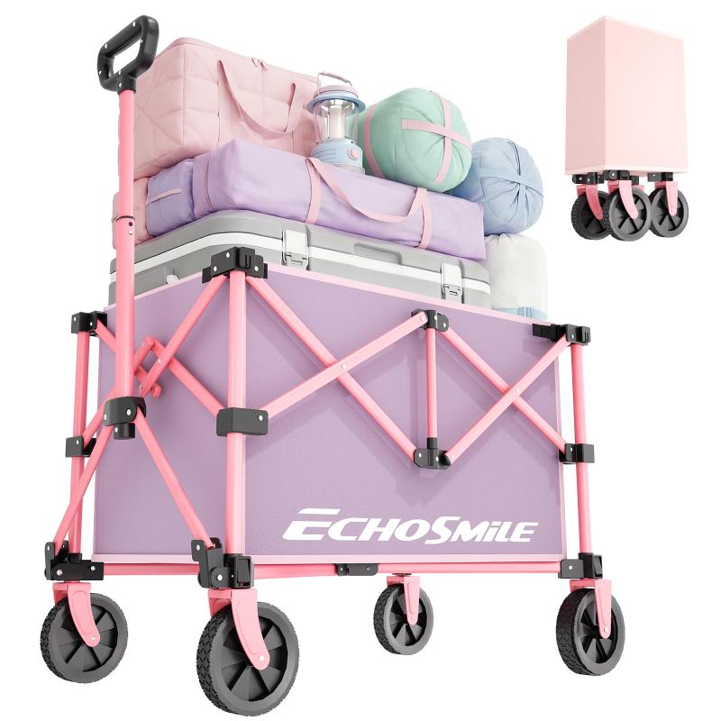 EchoSmile 持ちはこび手押し車 折りたたみ 軽さ パウダーコンパクト納める 大静電容量 100L 耐荷重 160kg アウトドア手押し車 折り畳み 難民キャンプ 手押し車 ワンタッチ収れん型 余暇/買い出し/つり銭/競技大会用 (ムラ