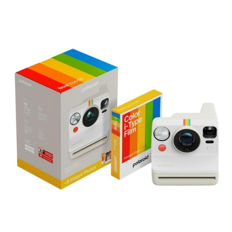 Polaroid Now 3rd Generation I-Type Instant Camera + Film Bundle - Now Pebble White Camera + 8 Color Photos (6573)｜White market