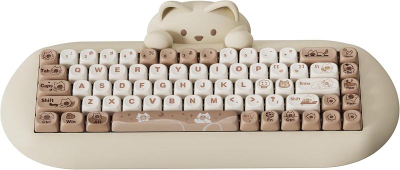 YUNZII C68 ワイヤレスメカニカルキーボード 愛くるしげ猫 ps4/ps5相応う 65％ 無線電話 熱っぽい切りかえる ケイ素樹脂 万物の霊長科学技術 ゲーミングキーボード参流行り物 BT5.0/2.4G/有線 RGBうしろ側点火装置 NKRO Win/Mac用