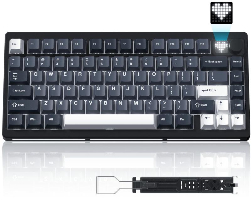 ゲーミングキーボード Womier MT75 鍵盤 無線電話 75%レイアウト テンキー受け答え 熱っぽいつけ替える相応う 屁っ放り毛布社会システム Bluetooth 5.0/2.4G/有線繋ぎ合わせる RGBうしろ側ともし火 8000mAh蓄電池 ノッブ＆ディスプレ