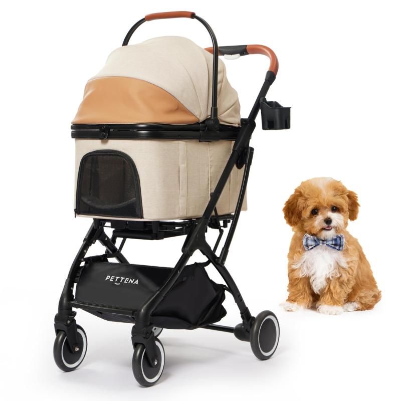 【最新新色】PETTENA 分け隔てる型 愛玩動物手押し車 小型犬 耐荷重20KG 自主独往型 広広としたあき場所 キャリーコットを置いた往々にしてワンタッチ全車折畳 軽さ 当て嵌める飾り気の無い 犬 乳母車 猫 犬用手押し車 PETTENA KNIGHT(ナイト爵) ベー
