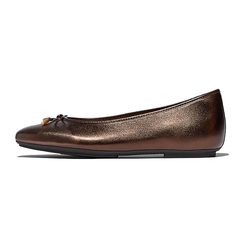 fitflop(相応うフロップ) レディース DELICATO BOW SOFT METALLIC-LEATHER BALLET FLATSバレーシューズ