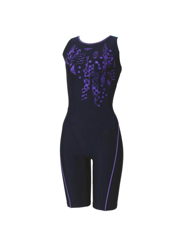 Speedo(素早さ) 【フィジカルフィットネス用】レディース Crash Dot Loosen Kneeskin クラッシュドットルースンニースキン ニースキン／オールインワン水泳着 SFW12563 4分丈 はっ水 ゆったり