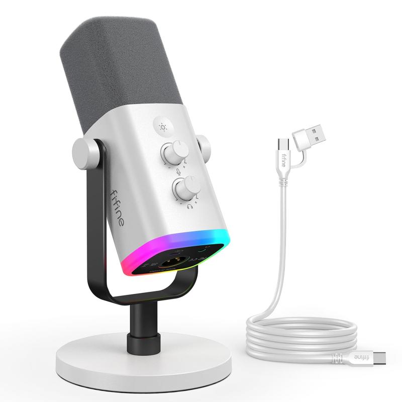 FIFINE USB/XLRスタンドアロンマイクロホン テレ細工物 同盟罷工ジューサー ゲーマー コンテンツクリエイター向け むき出し指向性 ダイナミックマイク パソコン/なおなお書き4/なおなお書き5/音声歌留多/ミキサー/オーディオインターフ