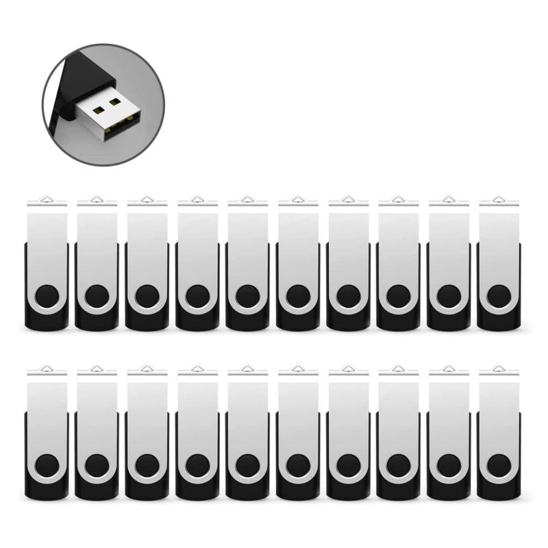 RAOYI USBメモリ 8GB USB2.0 20個セット フラッシュドライブ 回転式 まとめ買い 業務用 メモリスティック 問屋 ストラップホール付き （黒）｜White market