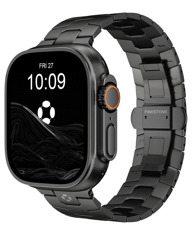 FiNESTONE AGIS02 チタンウォッチバンド Apple Watch Ultra 3/2/1 49mm &amp; Series 11/10 46mm に対応 プレミアム調整可能メタルバンド バタフライクラスプ付き 軽量で耐久性に 男性用アップ｜White market