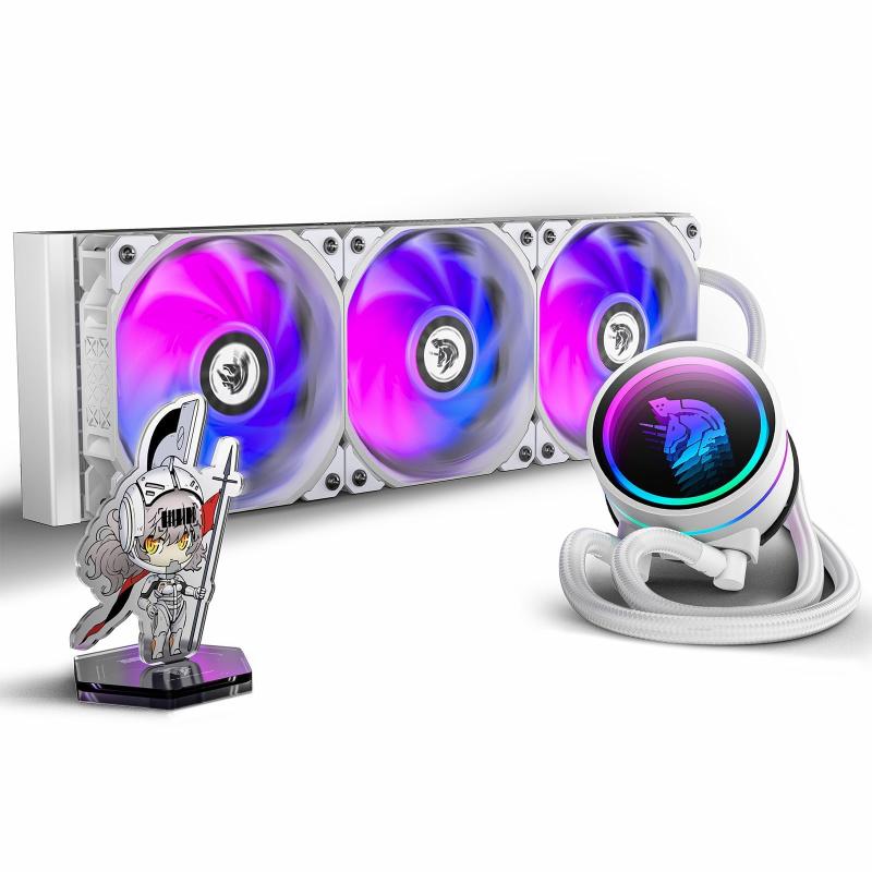 AsiaHorse 雙? 360 簡易水冷 CPUクーラー 究極の330Wの冷却効率 耐久性と静音のセラミックベアリング 4500 RPM＆3000 RPM 0.5MMの銅底は絶対に水漏れしません ARGB同期に対応 Intel LGA 1700/120｜White market