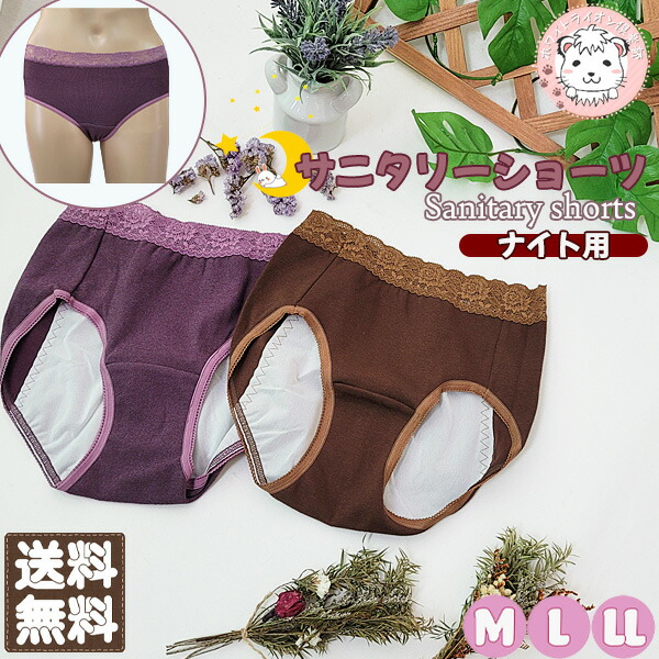 サニタリーショーツ ナイト用 ウエストレース 日本製 M L 生理用ショーツ Ll 10枚セット