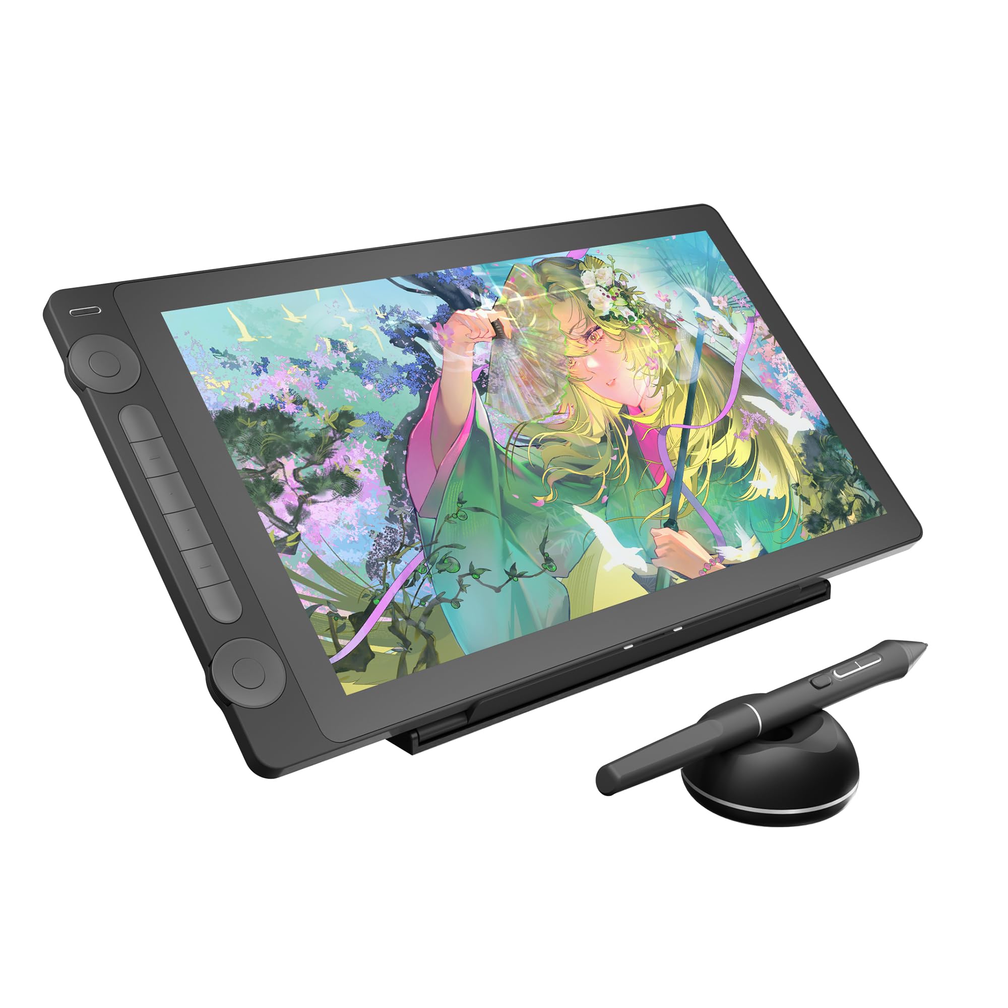HUION 液タブ 液晶タブレット Kamvas 16（Gen 3） 15.8型 Pentech 4.0テクノロジーへのアップグレードのペンPW600L 16384レベルの筆圧検知に対応 Delta E1.5の色精度 色空間設定可能 ダブルダイヤル搭載 スタンド付き ブラック画像
