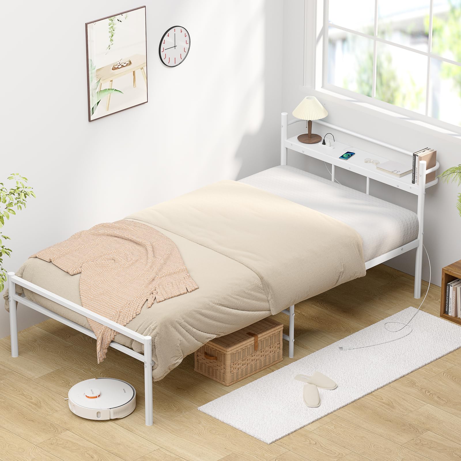 楽天市場】[SuperKois]ベッドフレームシングルベッド宮棚2口コンセント