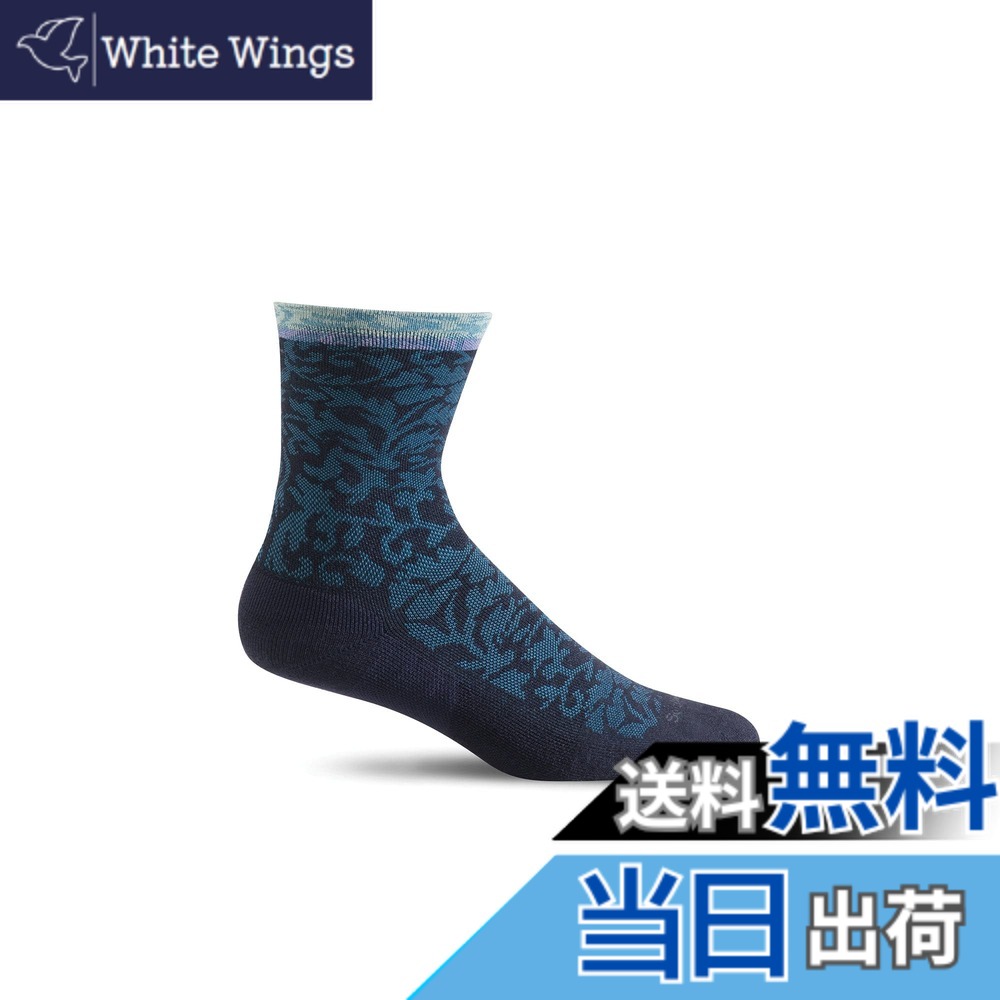 【送料無料】[ソックウェル] 着圧 加圧 むくみ 速乾 吸汗防臭 暖かい ウール素材 防寒 セルフケア メリノウール ソックス 【PLANTAR CUSH CREW】 ハイソックス 色：デニム、サイズ：S-M