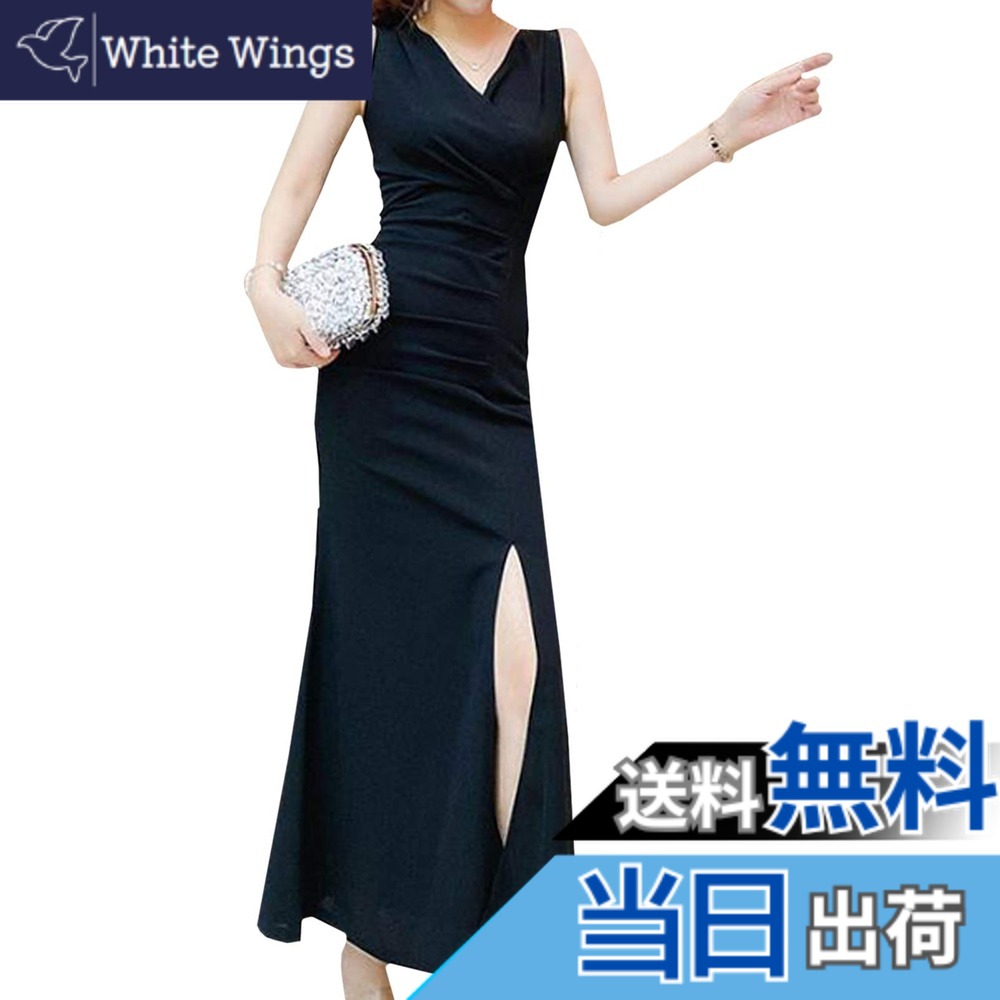 【送料無料】[toasoa] マキシ ワンピース レディース タイト マーメイド スリット ロング 丈 色：ブラック、サイズ：XL