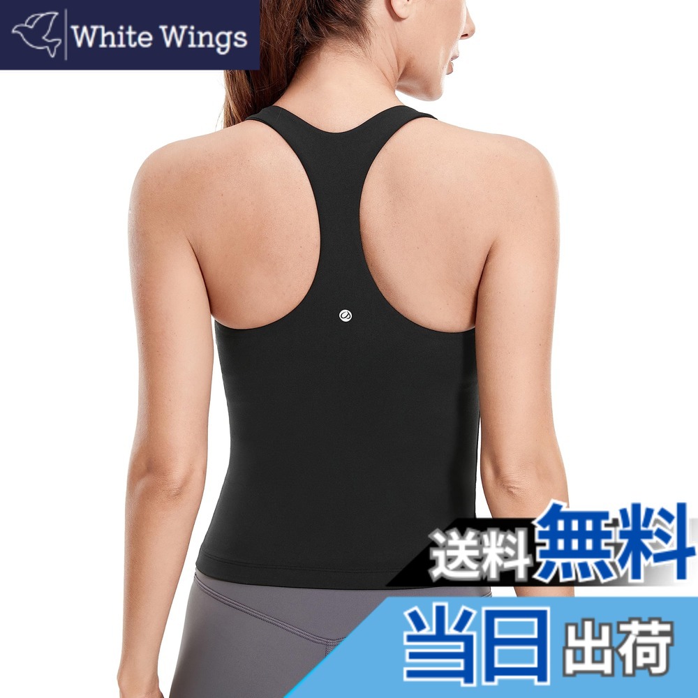 【送料無料】[CRZ YOGA] タンクトップ スポーツウェア レディース ヨガウェア カップ付 レーサーバック 速乾 通気性 ストレッチ性 フィットネス ブラトップ Butterluxe 色：ブラック、サイズ：2XL Regular