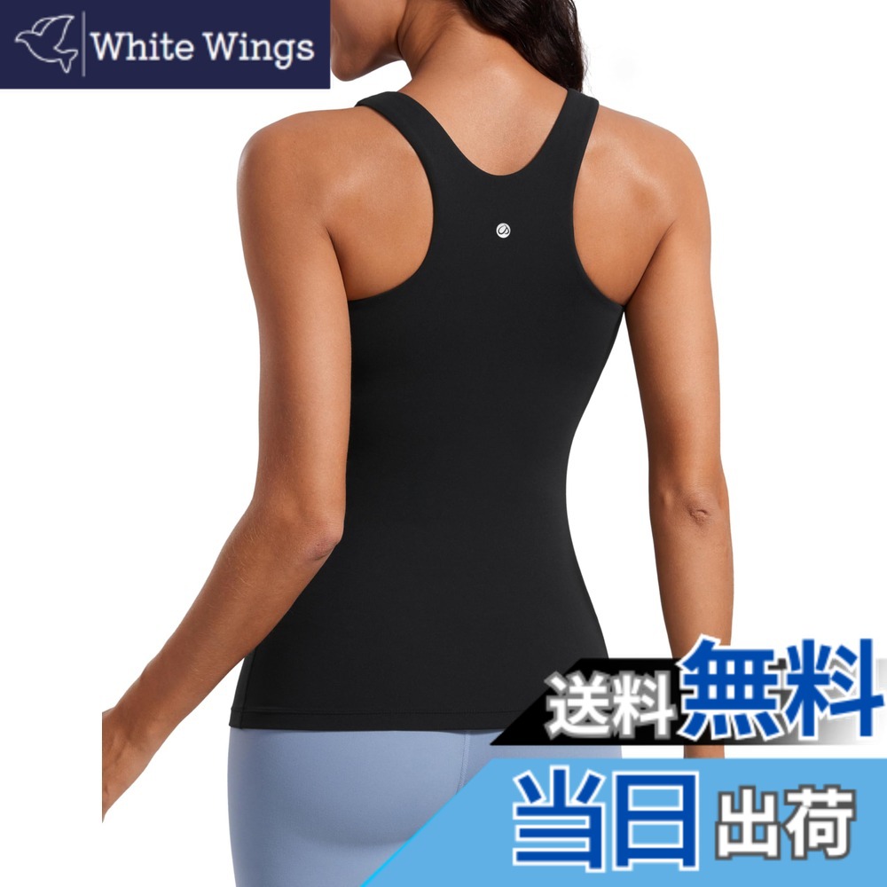 【送料無料】[CRZ YOGA] タンクトップ スポーツ レディース パッド付 カップ付 レーサーバック 大きいサイズ ヨガウェア トップス カップ付き 色：ブラック、サイズ：2XL Regular
