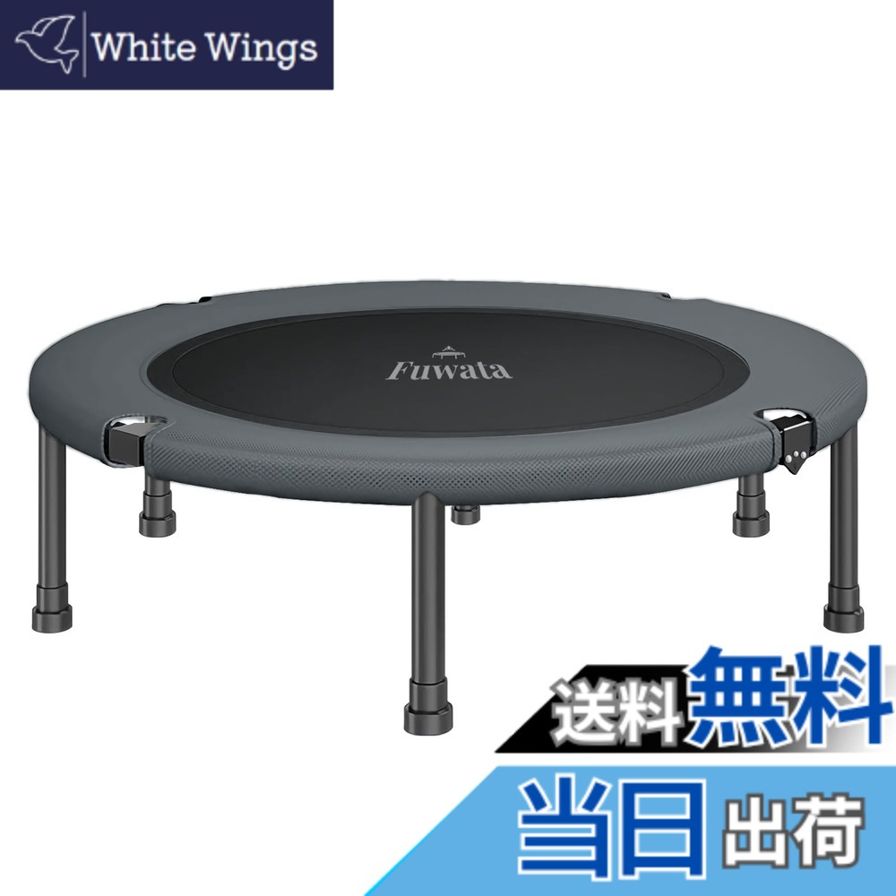 【貨物輸送無料】Fuwata トランポリン 室内用 成年者用 お子さん用 大型102糎 耐荷重150kg 静音 折りたたみ 食事制限 身寄り用 6本脚 色：黒いこと+薄墨色 スポーツ・アウトドア-プロテインシェイカー
