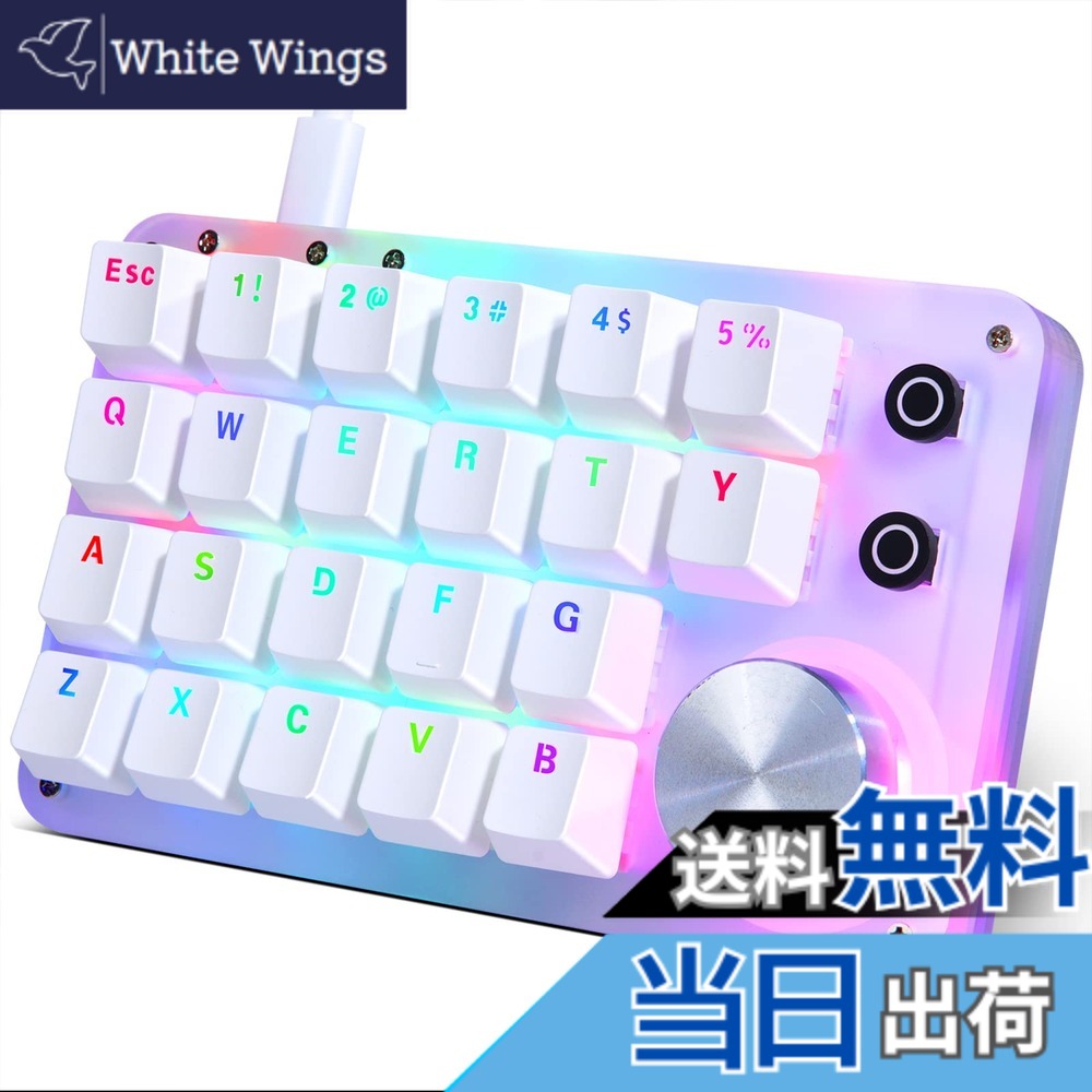 【送料無料】Koolertron メカニカルキーボード 色：ホワイト、サイズ：22キーノブありRGBライト