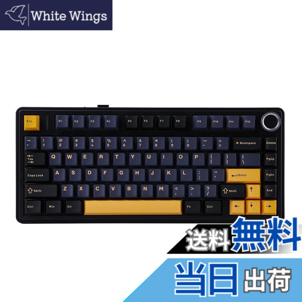 【送料無料】EPOMAKER x Aula F75 ゲーミングキーボード ガスケット メカニカルキーボード 5層パッド＆ノブ付き 75% ワイヤレス ホットスワッパブル Bluetooth/2.4GHz/USB-C RGB 技適認証取得 色：ブラック、サイズ：LEOBOG Reaper Switch