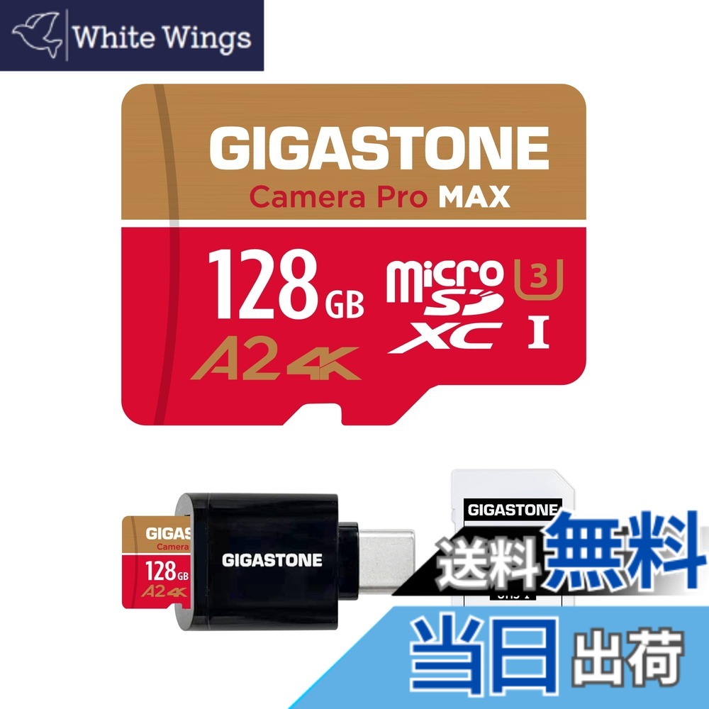 【貨物輸送無料】GIGASTONE マイクロsd歌留多 256-4-1 Core Group 色：128GB Camera Pro MAX 1枚+Type C歌留多愛読者
