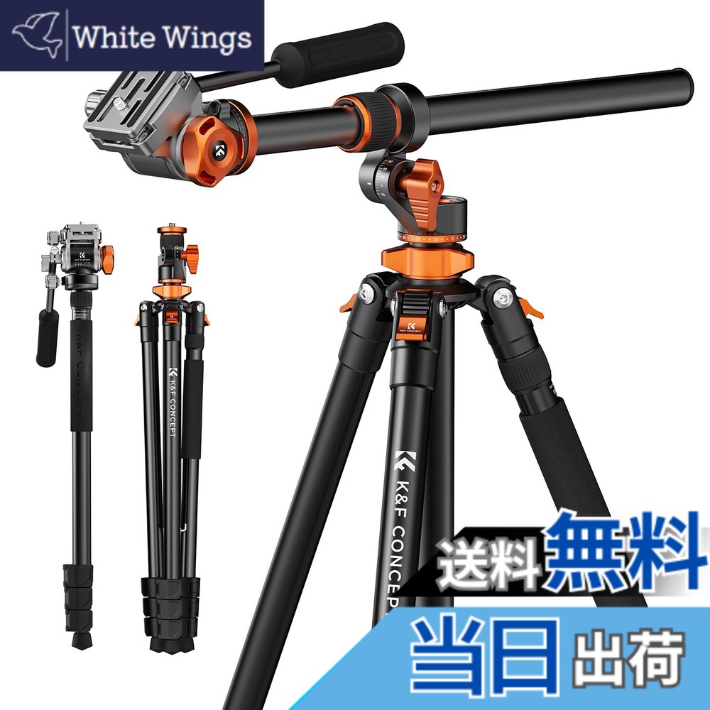 【送料無料】K&F Concept カメラ 三脚 一眼レフ中心軸横断 俯瞰撮影… サイズ：T254A7+FH-03