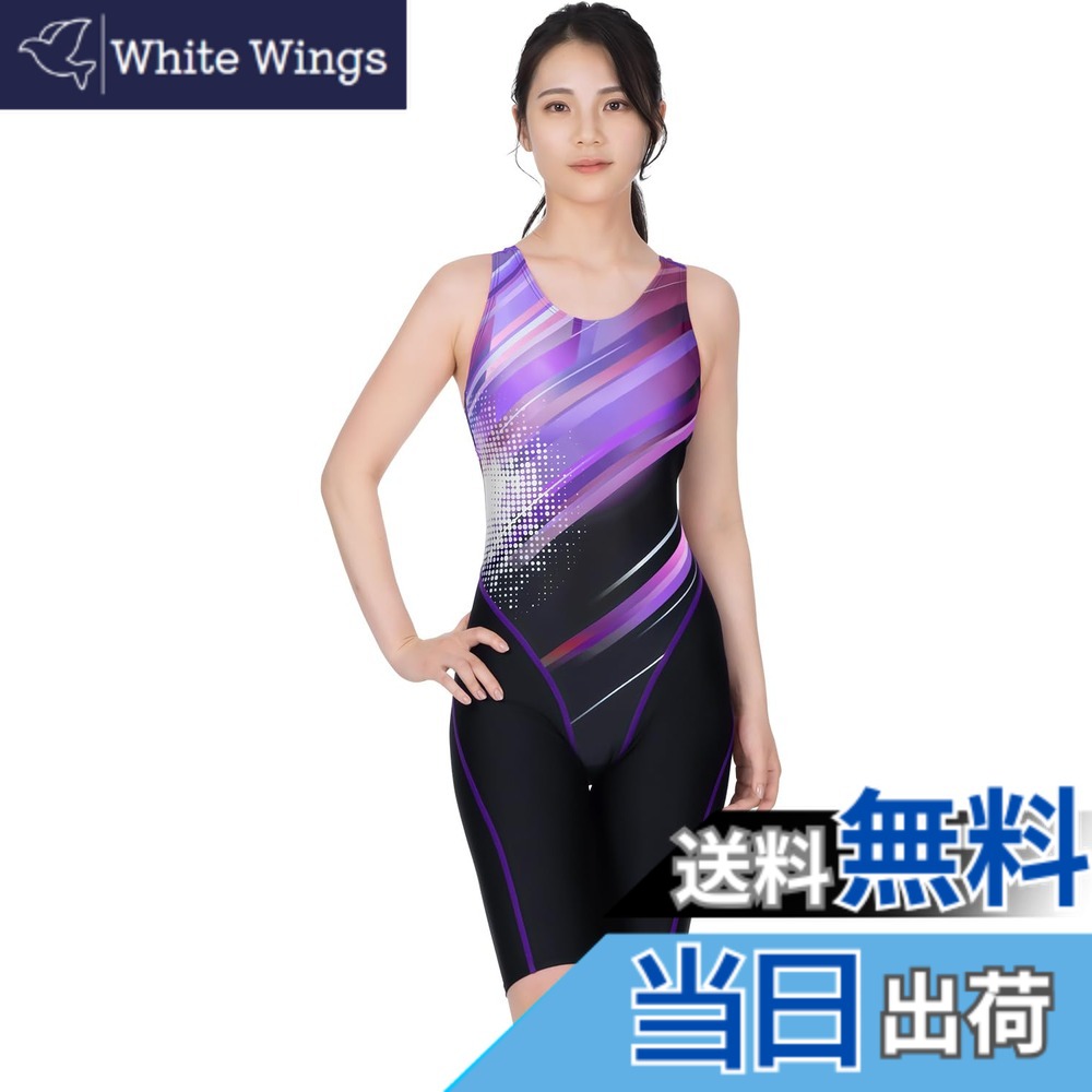 【送料無料】[SPOXIA] 競泳水着 レディース フィットネス水着 女性 体型カバー 競泳用 スイムウェア 女性用 色：a-紫グラデーション、サイズ：XL