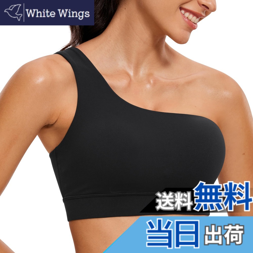 【送料無料】[CRZ YOGA] スポーツブラ ヨガ ブラトップ ワンショルダー カップ付き タンクトップ ヨガウェア ピラティスウェア Butterluxe 色：ブラック、サイズ：XS Regular