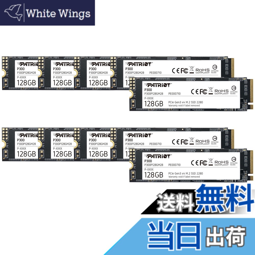 【送料無料】Patriot P300 Internal SSD - NVMe PCIe Gen 3x4 - M.2 2280-10 Pack Parent 色：ブラック、サイズ：128GB 10 Pack