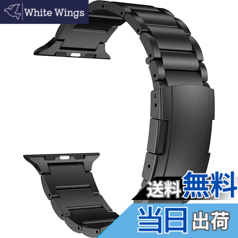【送料無料】MaKTech チタンバンド、金属ベルトトータスバックル付き、Apple Watch 11/10/9/8/7,Ultra 3/2/1,SE 3/2/1 [2025]に対応 色：ブラック、サイズ：42mm/41mm/40mm