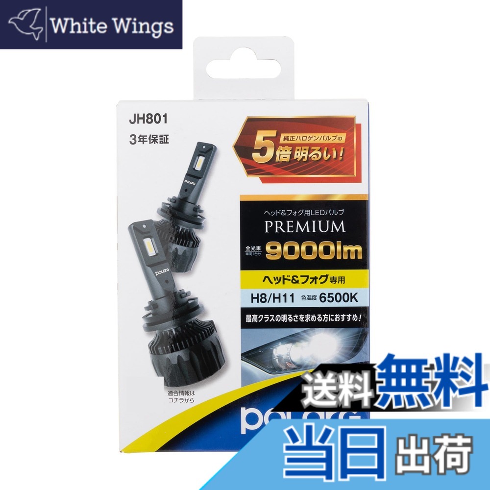 【送料無料】日星工業 POLARGヘッドランプ/フォグランプ用 LEDバルブシリーズ 色：6500K、サイズ：H8/H11兼用