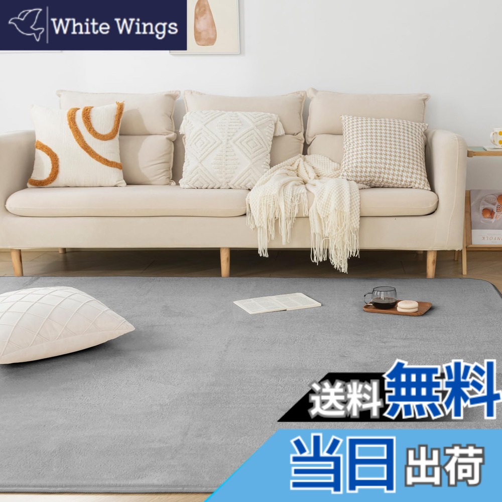【送料無料】Keusnix 低反発 ラグマット 厚手 15mm ラグ カーペット ホットカーペット対応 色：グレー、サイズ：200 x 300 cm (長方形)