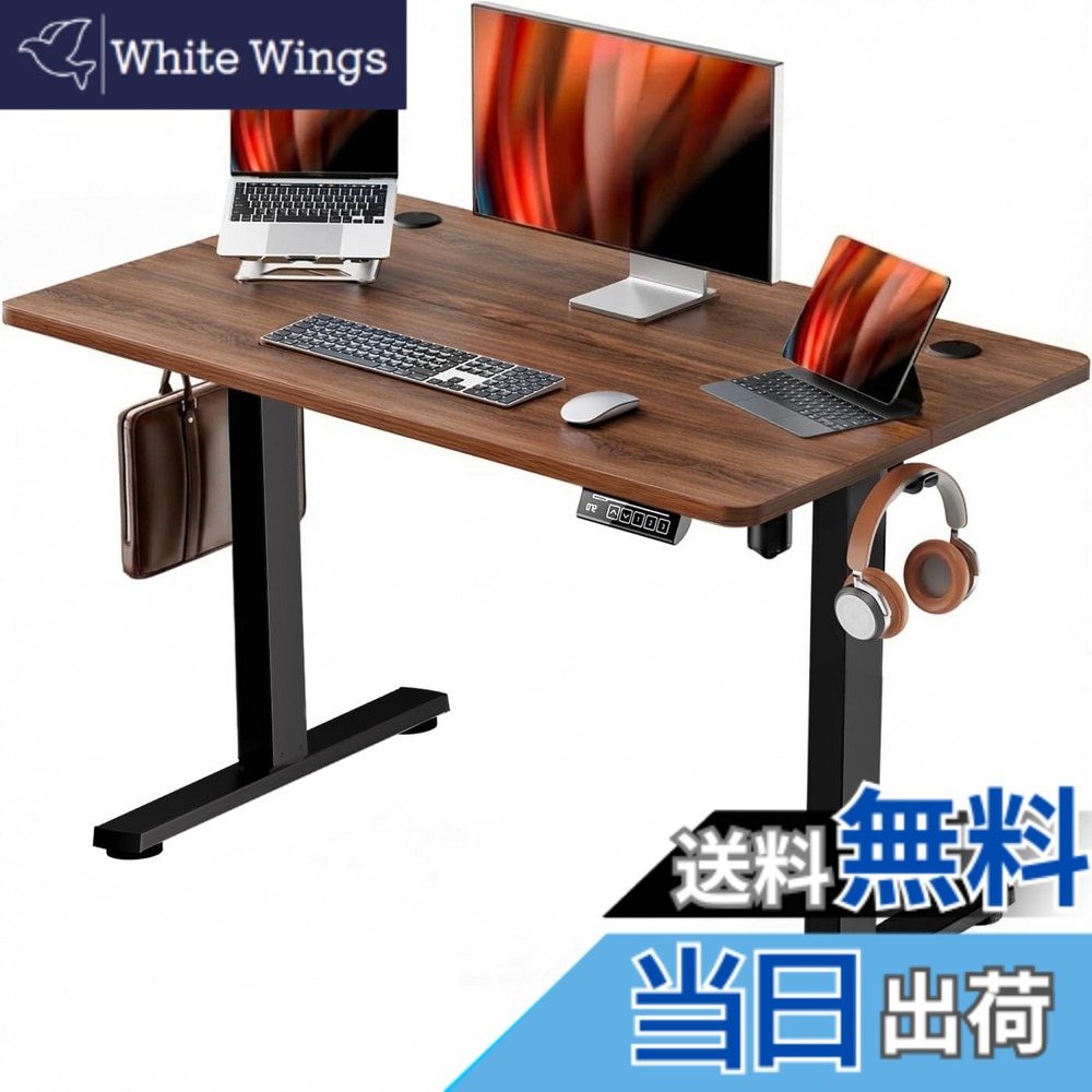 【送料無料】Anovara 昇降デスク 電動 昇降式デスク 幅100cm 奥行60cm 上下昇降 スタンディングデスク オフィスデスク 高さ72-118cm 高さメモリー機能 障害検知 静音 色：ウォールナット色、サイズ：100cm