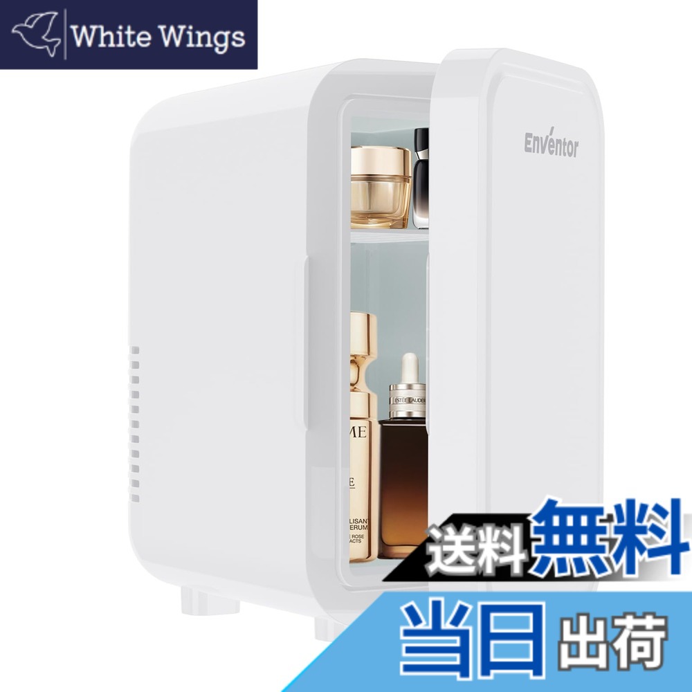 【送料無料】Enventor 冷蔵庫 小型 冷温庫 6L 保冷保温用 AC/DC給電 持ち運び便利 高性能なペルチェ式 スキンケア 色：(ホワイト)