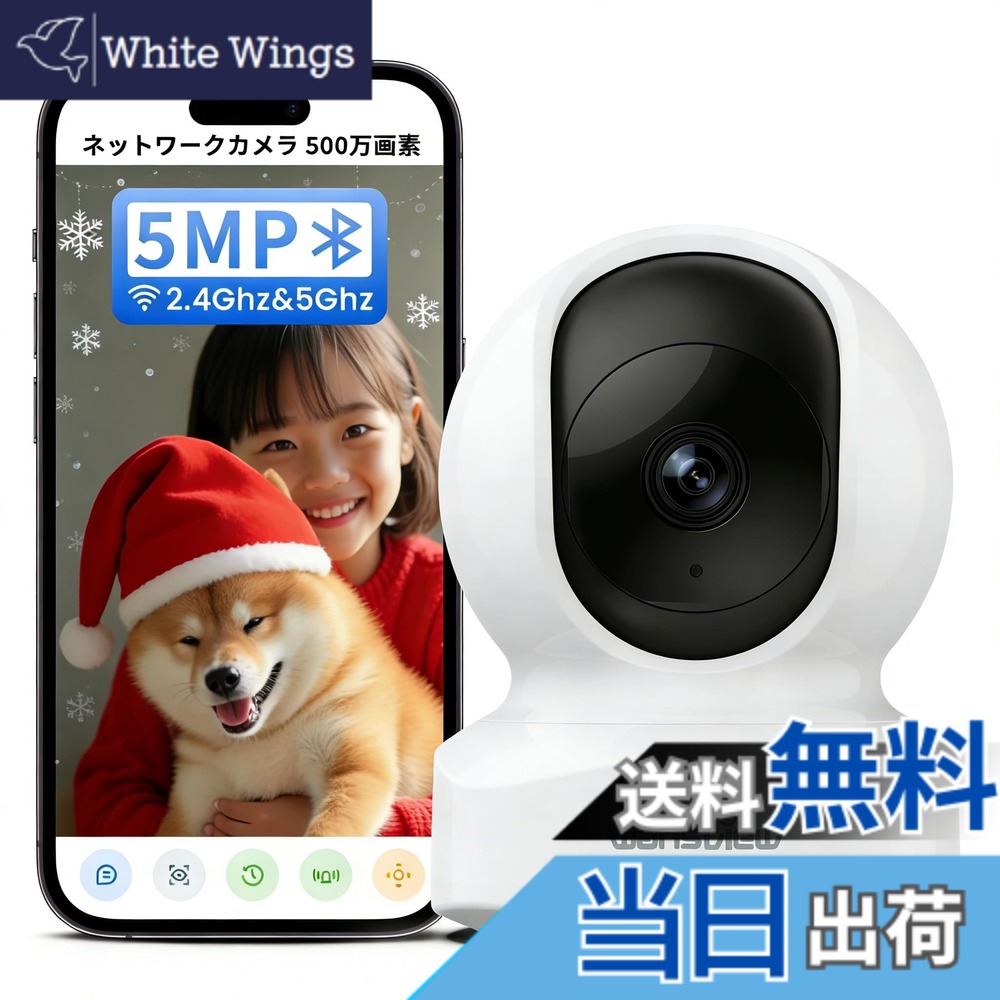 【送料無料】Wansview 色：5MP白・常時録画、サイズ：A.見守りカメラ