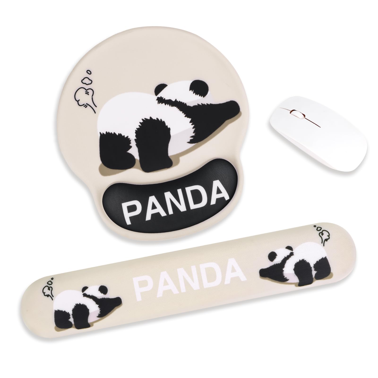 【送料無料】Newseego キーボードリストレスト キーボードクッション 一体型マウスパッド 2点セット ハンドレスト パームレスト アームレスト 低反発 人間工学 パソコン 腕置き 滑り止め 水洗い 耐久性良い 手首 疲労軽減 ゲーム 仕事用 おしゃれ パンダ画像