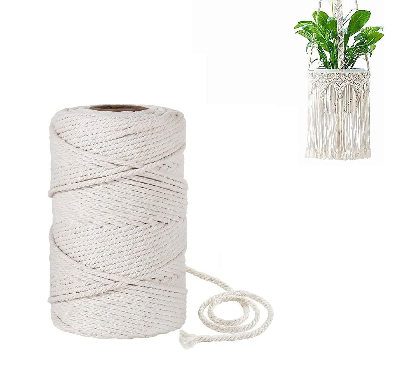 【新品未使用】ミルクティー① 100m 3mm マクラメロープ コード 7玉 マクラメ 糸 ロープ コード 紐 直径3mm 100m 3巻セット