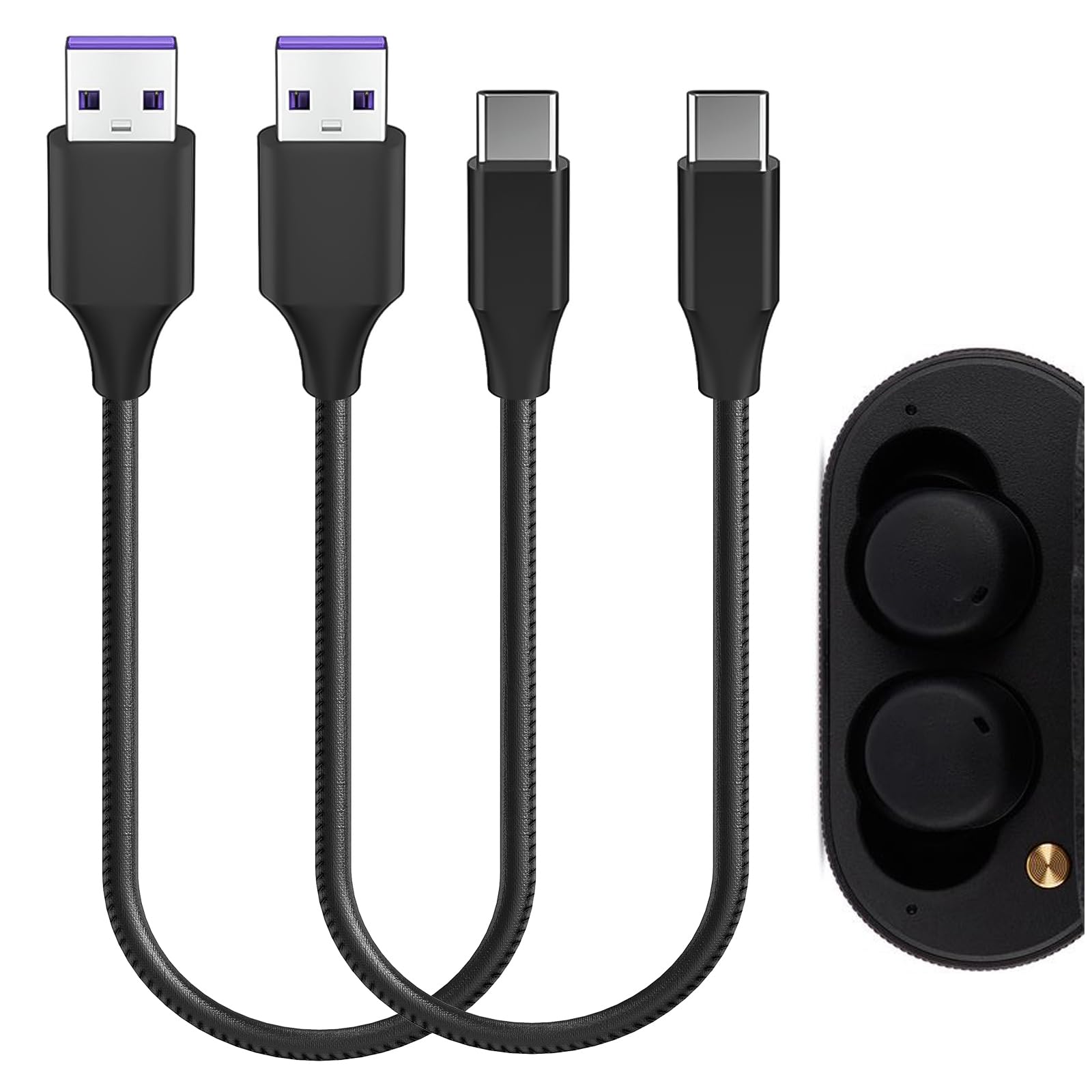 【送料無料】Geekria PUレザー 充電ケーブル 互換性 Type-C 充電コード USB to USB-C マーシャル Marshal Major V, Minor ANC, Mode II, Minor IV TWS に対応 (黒 / 30cm 2パック)画像