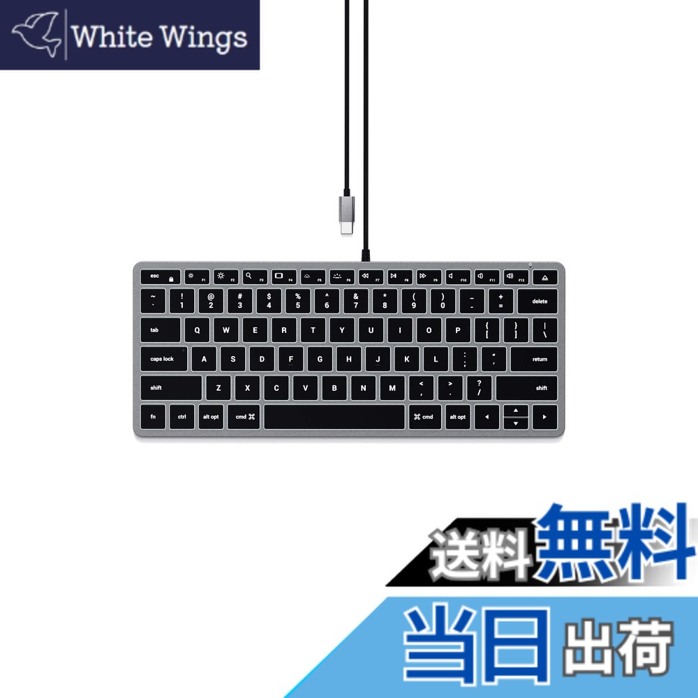 【送料無料】Satechi スリム W1 有線バックライトキーボード 光るキー & USB C接続 US配列− MacBook Pro MacBook Air iPad Pro iMacなどに対応|White Wings