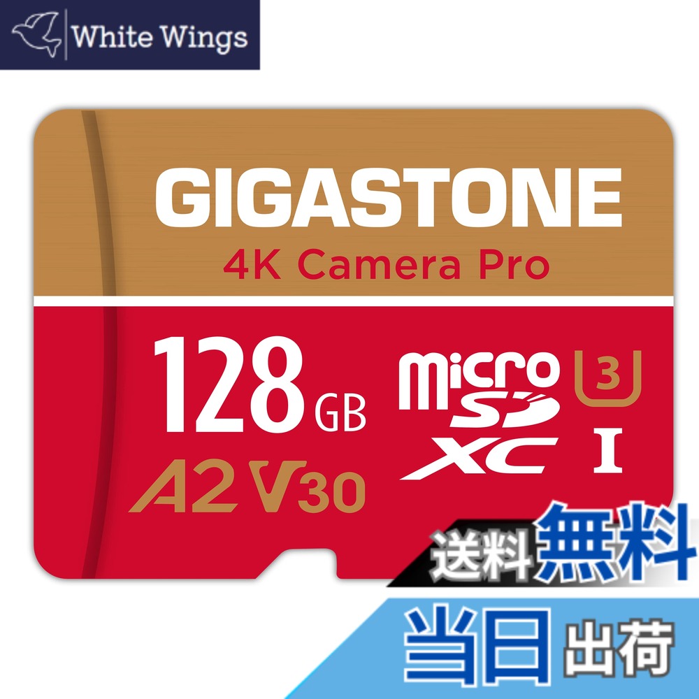 【貨物輸送無料】【5年見聞立てなおす・無償取り替えっこ】GIGASTONE マイクロsd歌留多 128GB 4K Camera Pro microSDXC UHS-I A2 V30 U3 C10 100MB/s Ultra 固定ディスク 4K 映像媒体録画 Gopro インスタ360 行動写真機 運動競技写真機 SDアダプタ1枚付き添い人