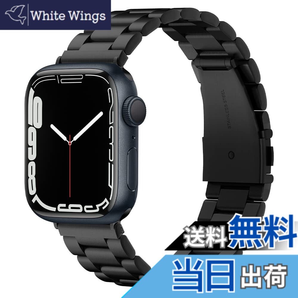 【送料無料】Apple Watch バンド 49/46/45/44mm【Apple Watch Ultra3/Ultra2/Ultra/11/10/9/8/7/6/5/4/SE3/SE2/SE 対応】 調整器具付き 交換ベルト チェーン メタル 3連 ベルト おしゃれ モダン・フィット 062MP25403 (ブラック)